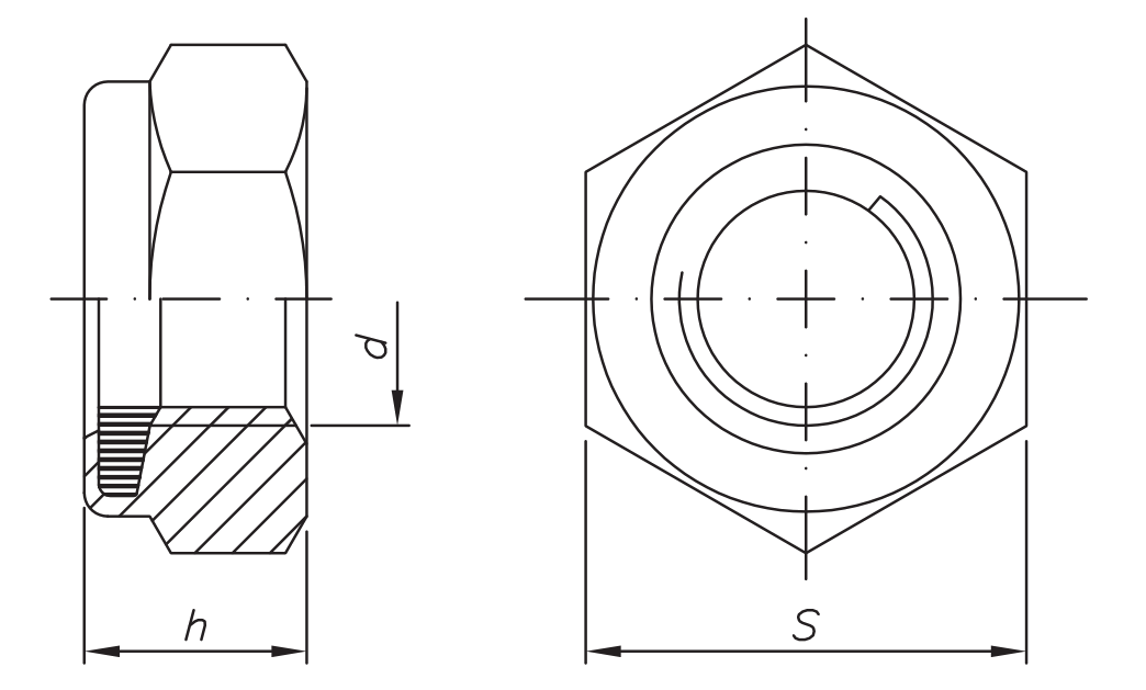 PORCA SEXTAVADA TRAVANTE / AUTOFRENO CLASSE 6 BAIXA ROSCA MB/1,25