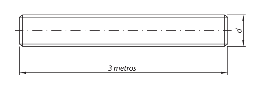 BARRA ROSCADA 3 METRO INOX A2 ROSCA UNC/BSW